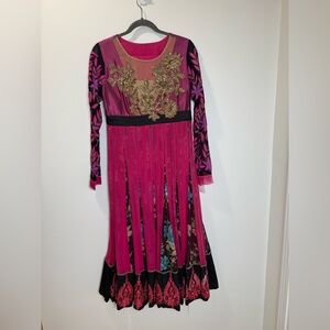 Beautiful Embroidered Anarkali Dress with Dupatta – Pink & Black